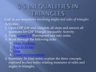 5-5 Inequalities in Triangles