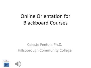 Online Orientation for Blackboard Courses