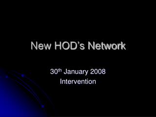 New HOD’s Network