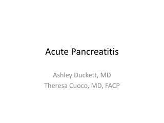 Acute Pancreatitis