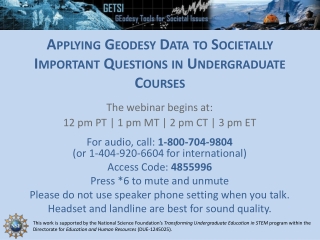 Applying Geodesy Data to Societally Important Questions in Undergraduate Courses