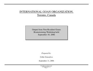 INTERNATIONAL GOAN ORGANIZATION, Toronto, Canada