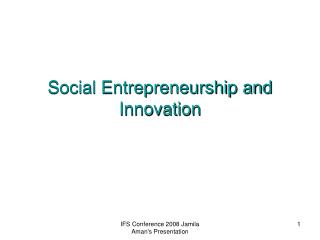 Social Entrepreneurship and Innovation