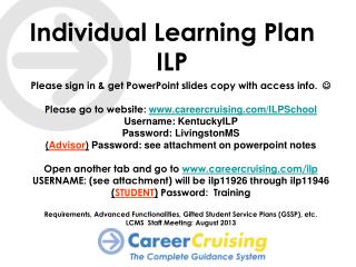 Individual Learning Plan ILP