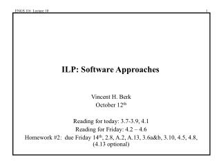 ILP: Software Approaches