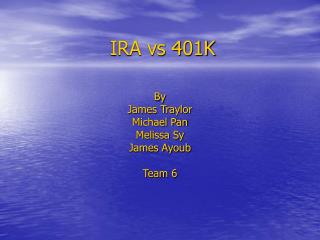 IRA vs 401K