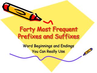 Forty Most Frequent Prefixes and Suffixes