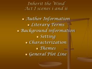 Inherit the Wind Act I scenes i and ii