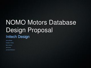 NOMO Motors Database Design Proposal