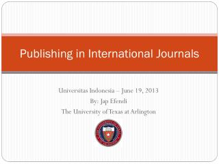 Publishing in International Journals