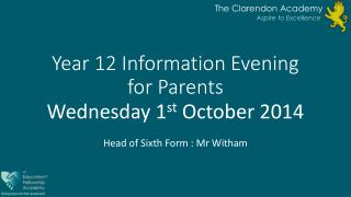 Year 12 Information Evening for Parents