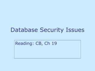 Database Security Issues