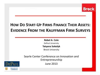 How Do Start-Up Firms Finance Their Assets: Evidence From the Kauffman Firm Surveys