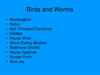 Birds and Worms