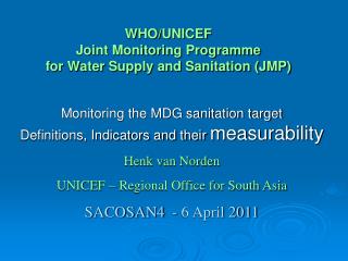 WHO/UNICEF Joint Monitoring Programme for Water Supply and Sanitation (JMP)