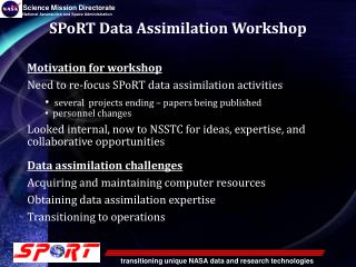 SPoRT Data Assimilation Workshop