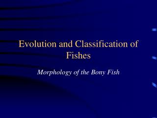 Evolution and Classification of Fishes