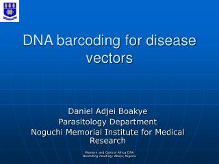 DNA barcoding for disease vectors