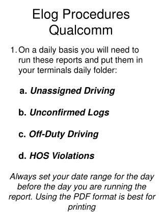 Elog Procedures Qualcomm