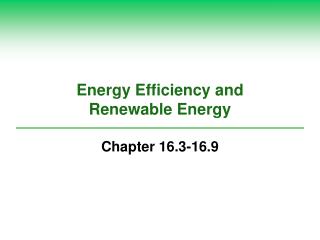 Energy Efficiency and Renewable Energy