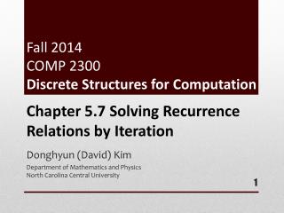 Fall 2014 COMP 2300 Discrete Structures for Computation