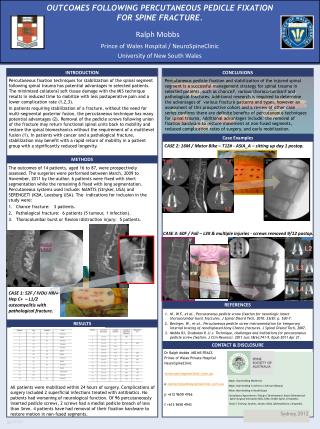 OUTCOMES FOLLOWING PERCUTANEOUS PEDICLE FIXATION FOR SPINE FRACTURE.