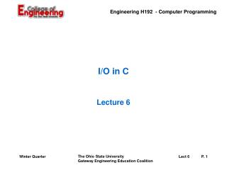 I/O in C