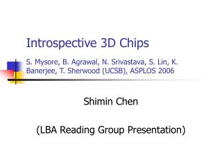 Shimin Chen (LBA Reading Group Presentation)