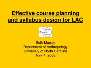 Effective course planning and syllabus design for LAC