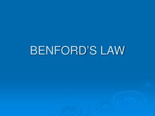 BENFORD’S LAW