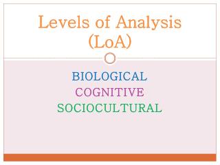 Levels of Analysis ( LoA )