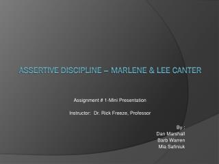 Assertive Discipline – Marlene &amp; Lee Canter