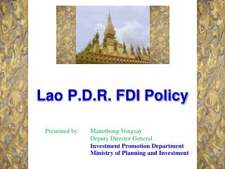 Lao P.D.R. FDI Policy