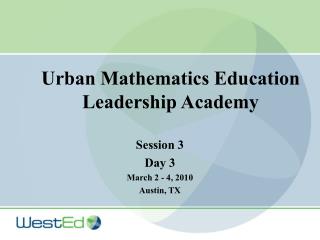 Urban Mathematics Education Leadership Academy