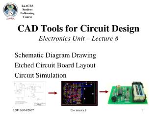 CAD Tools for Circuit Design Electronics Unit – Lecture 8