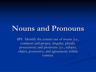 Nouns and Pronouns