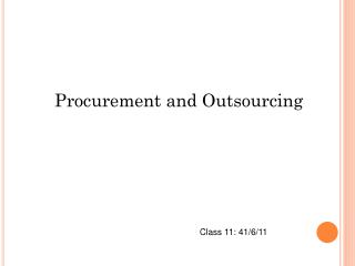 Procurement and Outsourcing