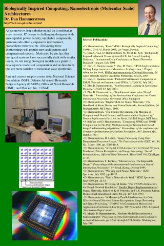 Biologically Inspired Computing, Nanoelectronic (Molecular Scale) Architectures