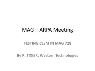 MAG – ARPA Meeting