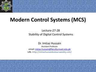 Modern Control Systems (MCS)