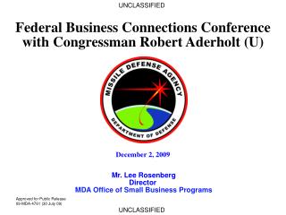 Federal Business Connections Conference with Congressman Robert Aderholt (U)