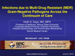 Infections due to Multi-Drug Resistant (MDR) Gram-Negative Pathogens Across the Continuum of Care