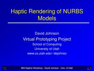 Haptic Rendering of NURBS Models