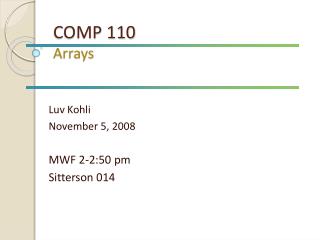 COMP 110 Arrays