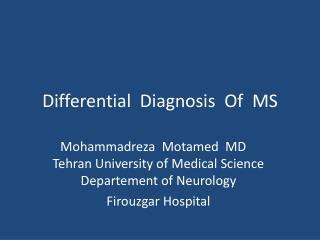Differential Diagnosis Of MS