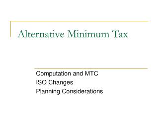 Alternative Minimum Tax