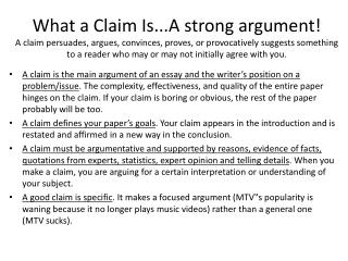 What are the differences? Opinion vs. Arguable Claim