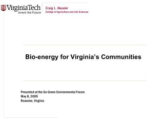 Bio-energy for Virginia’s Communities