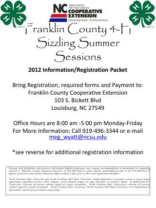 Franklin County 4-H Sizzling Summer Sessions
