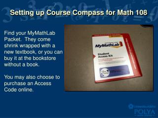 Setting up Course Compass for Math 108